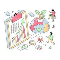 A isometric design illustration of global analytics vector