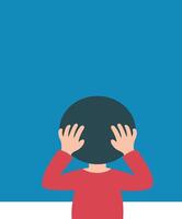 A person holding their head in front of their face vector