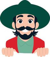 Smiling Man Green Hat Red Jacket peeking, happy Day of Andalusia vector