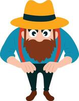 Cartoon Farmer Man Overhead View peeking, happy Iceland Beer Day vector