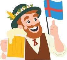 Cartoon Farmer Man Overhead View peeking, happy Iceland Beer Day vector