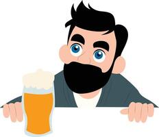 Masked Man Enjoying Beer at Bar peeking, happy Iceland Beer Day vector