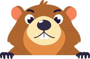 Cute Cartoon Groundhog Peeking Over peeking, happy Groundhog Day Predictor vector