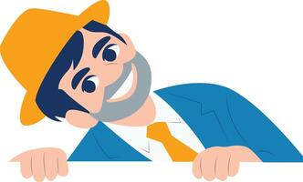 Smiling Man Peeking Over Sign peeking, happy Nauru Independence Day vector
