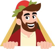 Happy Man Peeking Triangular Frame peeking, happy Saint Matthias Day vector