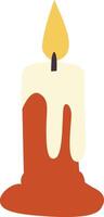 Lit Orange Candle Dripping Wax, happy St. Scholastica Day vector