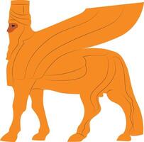 Ancient Assyrian Winged Bull hand drawn vector