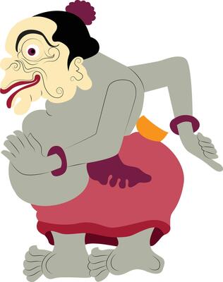 modification of wayang purwa, Bagong funny character hand drawn