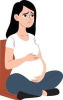 Pregnant girl uncomfortable can not sleep vector