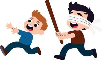 Blindfolded Boy Plays Stick Game, happy pinata day vector