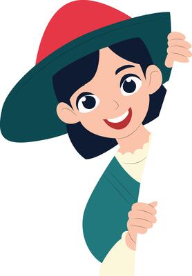 Happy Girl Peeking Announcement Hat peeking, happy Canberra Day