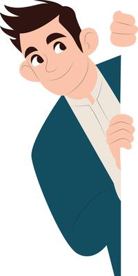 Man Peeking Corner Stylish Illustration. peeking, happy Canberra Day