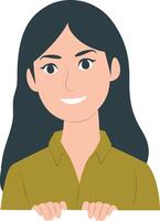 Smiling Woman Holding Blank Sign peeking, happy Employee Appreciation Day vector