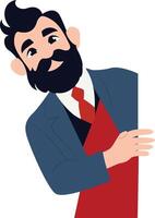 A cartoon man with a beard and a red tie vector