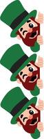Three Leprechauns Peeking, St. Patrick's Day peeking, happy St. Patricks Day vector