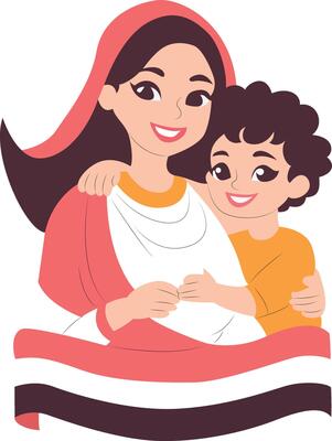 Yemeni Mother Child Flag Illustration,happy Mothers Day Egypt