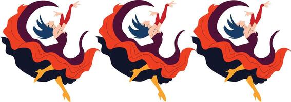 Flamenco Dancer Triptych Abstract Art., happy Melbourne Moomba Festival vector