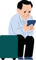 Grandpa has difficulty with the phone, International Day of Older Persons vector