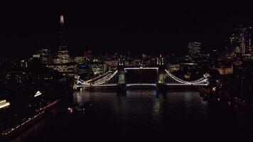 Nighttime View of Tower Bridge and The Shard in London video