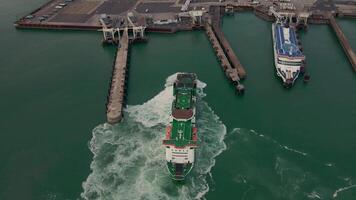 Port of Dover with Iconic White Cliffs and Active Ferries video