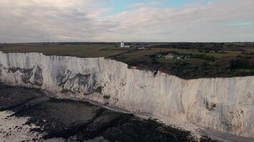 White Cliffs of Dover with Lighthouse and Partly Cloudy Sky video