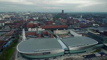 Liverpool Cityscape with MandS Bank Arena and Liverpool Cathedral video