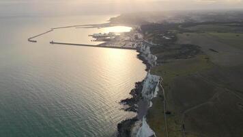 White Cliffs of Dover with Harbor and English Channel View video