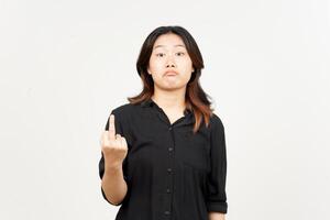 Showing hands of Beautiful Asian Woman Isolated On White Background photo