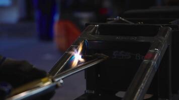 Close Up of Welding Process with Bright Flame and Sparks video