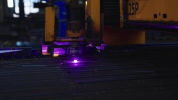 CNC Plasma Cutting Machine 25P in Operation with Purple Arc video