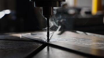 Close Up of Metalworking Drill Press in Workshop Setting video