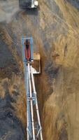 An Aerial View Showing Heavy Machinery at Work in the Process of Ore Extraction Activities. Stock Clip video