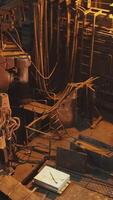 Industrial Machinery Found in a Dimly Lit Workshop where various tasks are performed. Stock Clip video