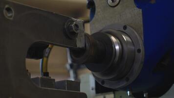 Close Up of Metalworking Lathe in Operation in Workshop Setting video