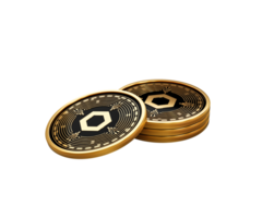3d Stack Of Golden Cryptocurrency Chainlink Rounded Coins Stack 3d Illustration png