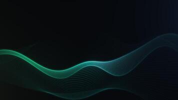 Abstract Green and Blue Flowing Digital Wave on Dark Background video