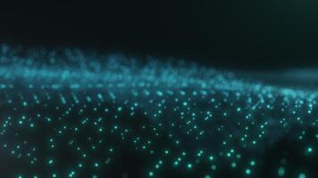 brilhando azul partícula onda em Sombrio fundo video