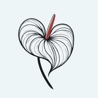 An art flower with a red stem and a white flower vector