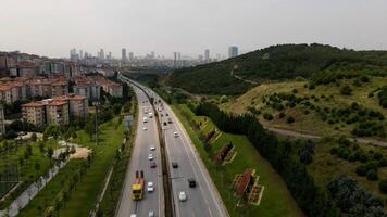 Drone aerial view hyperlapse traffic video