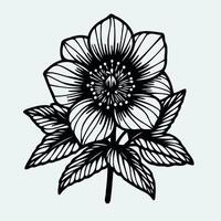 An illustration of a flower with leaves vector