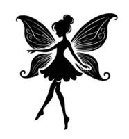 Silhouette of a fairy with wings vector