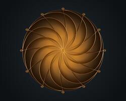 Gold Luxury Sacred Mandala template. Flower round design element isolated on black background. Circle pattern in golden color. illustration for logo, monogram, web design, decoration, business vector