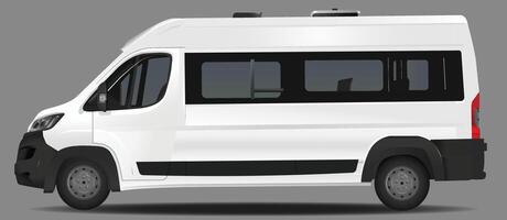 Realistic white van template side view isolated image on white background vector