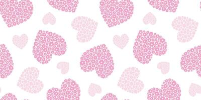 Seamless pattern with delicate silhouettes of hearts made of flowers. Festive abstract print for lovers. vector