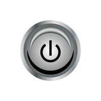 A silver button with a power symbol on it vector