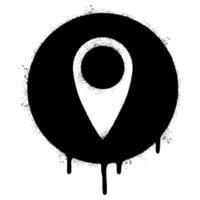 Spray Painted Graffiti Map pointer icon Sprayed isolated with a white background. graffiti GPS location symbol with over spray in black over white. vector