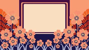 An abstract background with flowers and a square frame vector