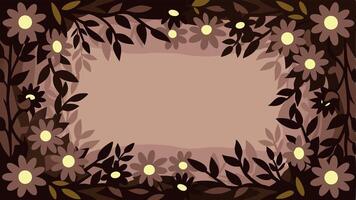A frame with flowers and leaves on a brown background vector