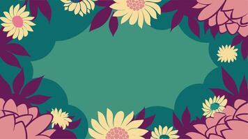 Floral frame on green background with a space for text vector