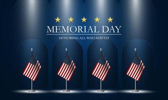 Memorial day background design with honoring all who served text vector